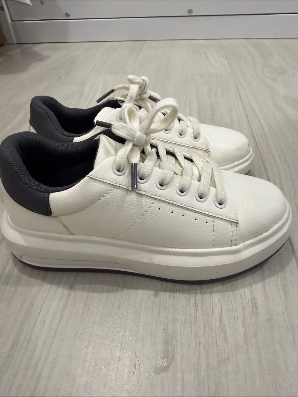 Zara White Platform Sneakers with dark gray- Youth